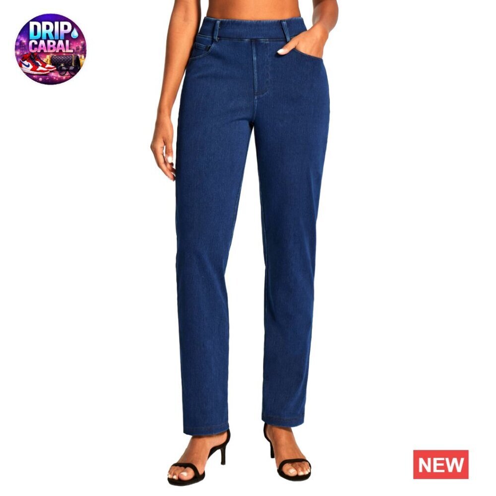 High Waisted Straight Leg Pull On Bootcut Jeans Cloud-Like Stretch Knit Denim